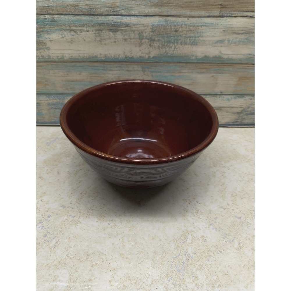 VINTAGE MARCREST DAISY DOT BROWN OVEN PROOF‎ STONEWARE MIXING BOWL 8"